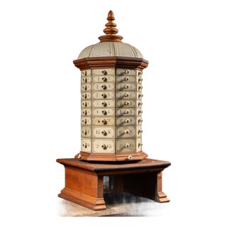 Early 20th Century 72-Drawer Wooden Rotating Parts Cabinet For Sale