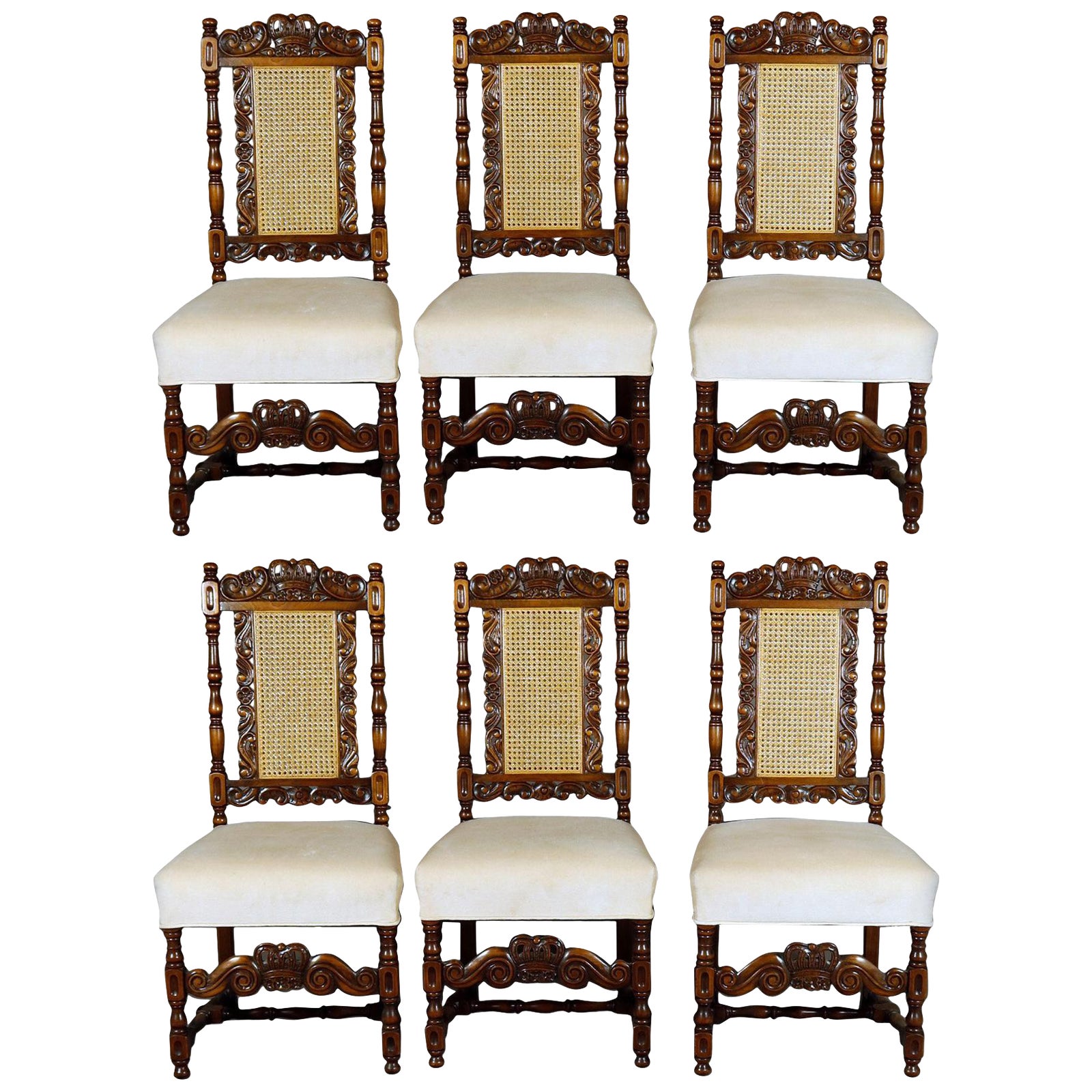 Vintage Kittinger Carved Walnut Gothic Style Dining Chairs Set of 6
