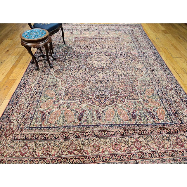 19th Century Persian Kerman Lavar Rug, Hand-Knotted Wool, Floral Design, Ivory & Red, 8x11 For Sale - Image 15 of 18