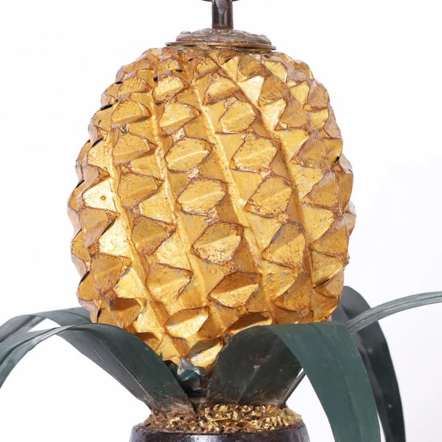 Late 20th Century Pair of Vintage Italian Tole Pineapples For Sale - Image 5 of 8