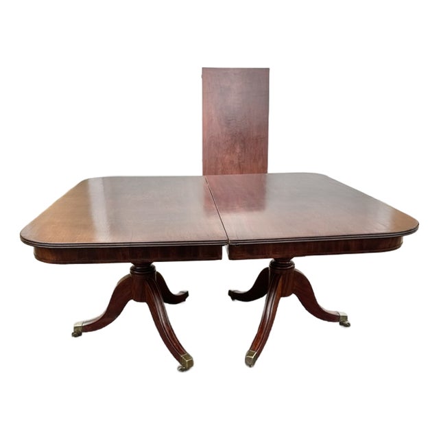Antique American 2 Pedestal Mahogany Dining Table Early 19th Century For Sale