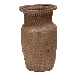 Antique Chinese Woven Fantail Basket For Sale