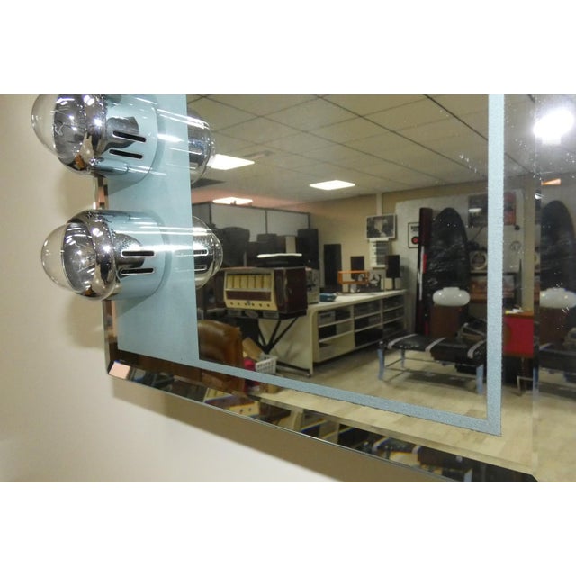 Silver Chrome-Plated Steel Wall Lamp with Mirror and Lights, 1970s For Sale - Image 8 of 15
