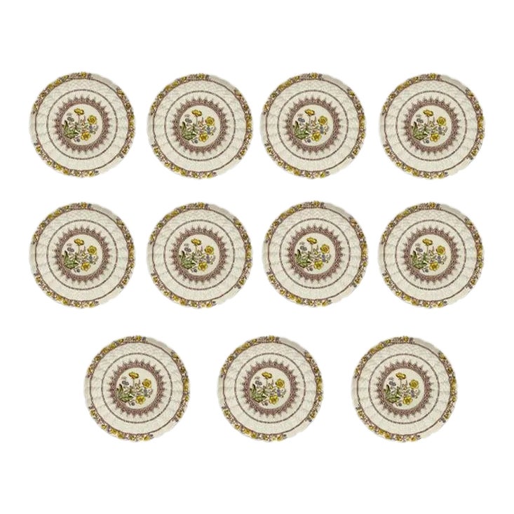 Copeland Spode Ceramic Bread and Butter Plates in "Buttercup" Pattern