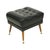 Nice vintage pouf upholstered in high-quality black faux leather (skai), with a tufted seat in the iconic Chesterfield...