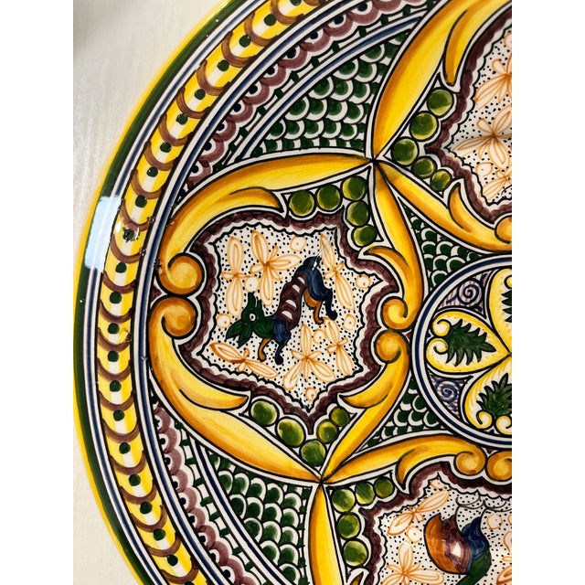 Abstract Coimbra Ceramic - Hand Painted Portuguese Plate 5 For Sale - Image 3 of 9