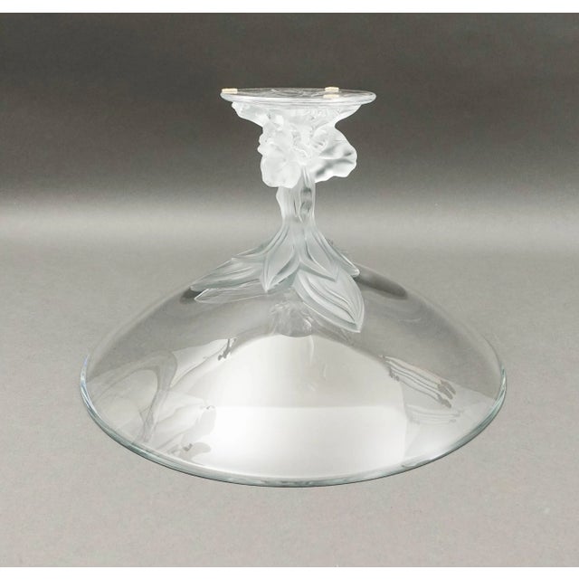 Glass Vintage Lalique Crystal France Plumeria Orchid Glass Pedestal Centerpiece Compote Bowl For Sale - Image 7 of 8