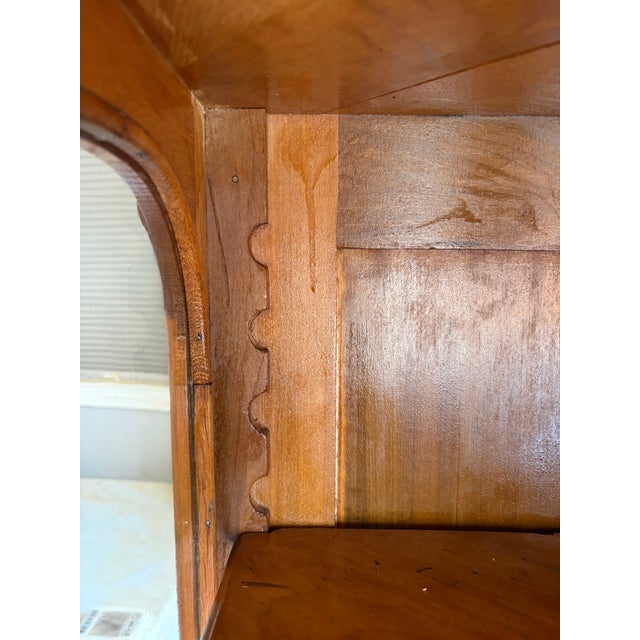 Wood Antique Circa 1900 Golden Oak and Glass Corner China Cabinet For Sale - Image 7 of 11