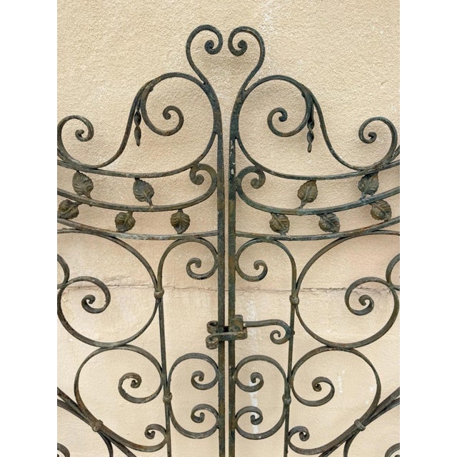 Renaissance Antique Spanish Renaissance Scrolling Wrought Iron 57 X 45 Garden Entry Gate Set For Sale - Image 3 of 18