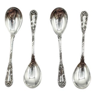 Circa 1900 American Sterling Silver Set of Four Egg Spoons by Dominick & Haff For Sale