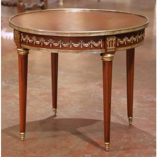 Early 20th Century Early 20th Century French Louis XVI Mahogany Guéridon Table With Bronze Mounts For Sale - Image 5 of 10