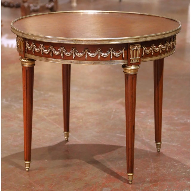 Early 20th Century French Louis XVI Mahogany Guéridon With Marquetry Top and Bronze Mounts For Sale - Image 5 of 10