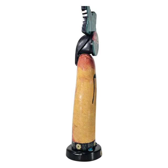 Mid-Century Modern Pedro Jimenez III (Blue Elk) Gemstone Rain Cloud Kachina Sculpture, 18", Signed For Sale - Image 3 of 12