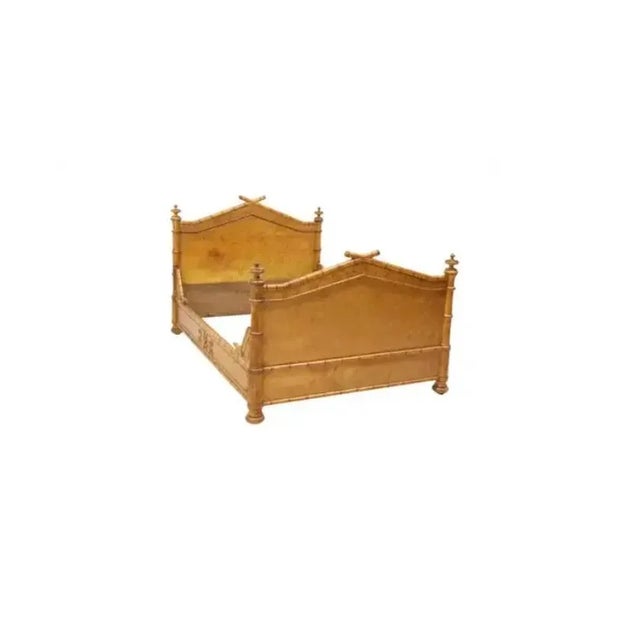 French Burlwood and Faux Bamboo Bed by Maison Krieger For Sale - Image 10 of 10