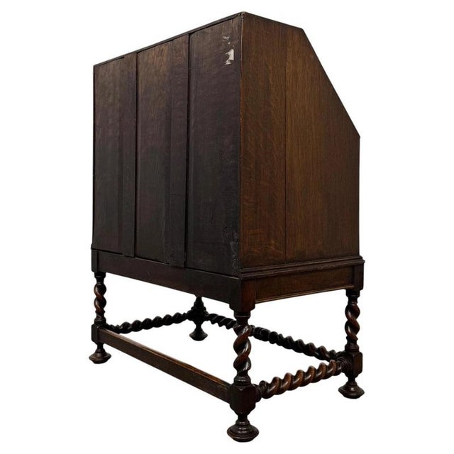 Antique English Jacobean Style Oak Bureau, 1900s For Sale - Image 10 of 14