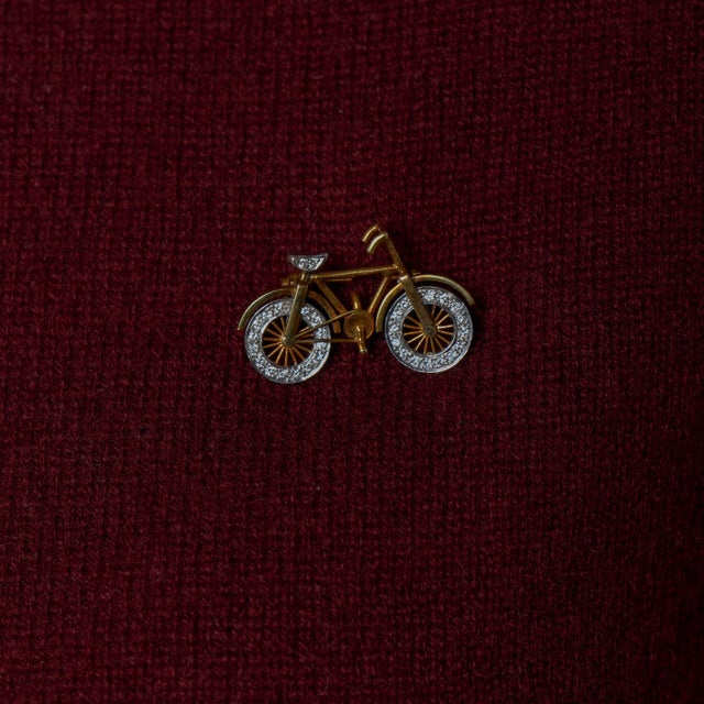 This delightful Mid-Century bicycle brooch is a playful yet refined expression of 1960s design, combining whimsy with fine...