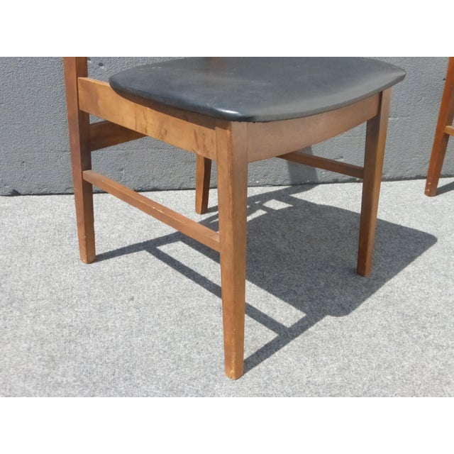 Vintage Mid Century Modern Black Vinyl Dining Room Chairs by Stanley