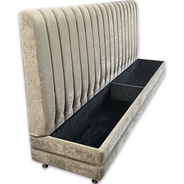 Wicked Elements Thyme Green Velvet High Back Banquette Bench With Storage Chairish