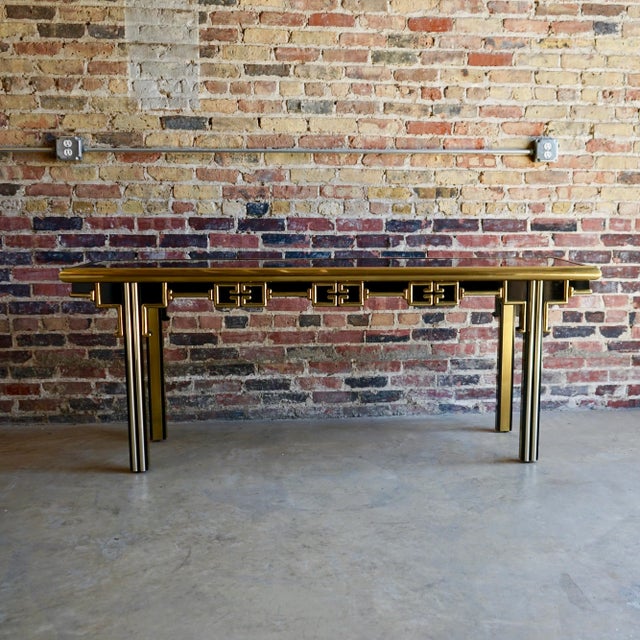 1970s Mastercraft Monumental Black Lacquer Console Table For Sale - Image 9 of 9
