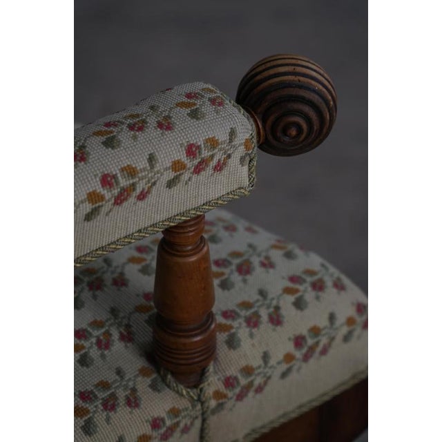 Danish Modern Armchair in Turned Wood with Floral Upholstery, Early 20th Century, 1930s For Sale - Image 3 of 18