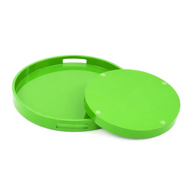Saint Tropez Round Tray Set of 2 - Green For Sale In Chicago - Image 6 of 10