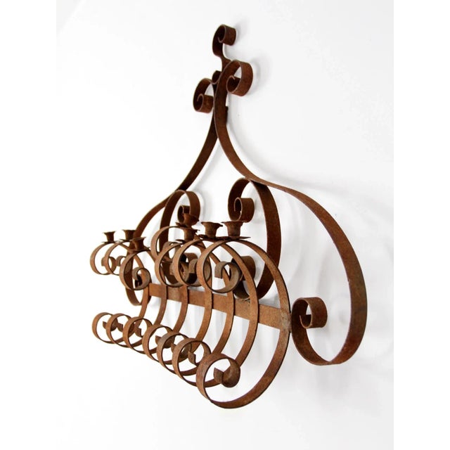 Early 20th Century Antique Wrought Iron Wall Candle Holder For Sale - Image 5 of 10