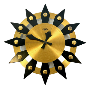 German Brass Sunburst Wall Clock from UPG Halle, 1970s