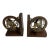 Vintage MCM Italian Armillary Sphere Zodiac Brass and Wood Bookends-Pair For Sale