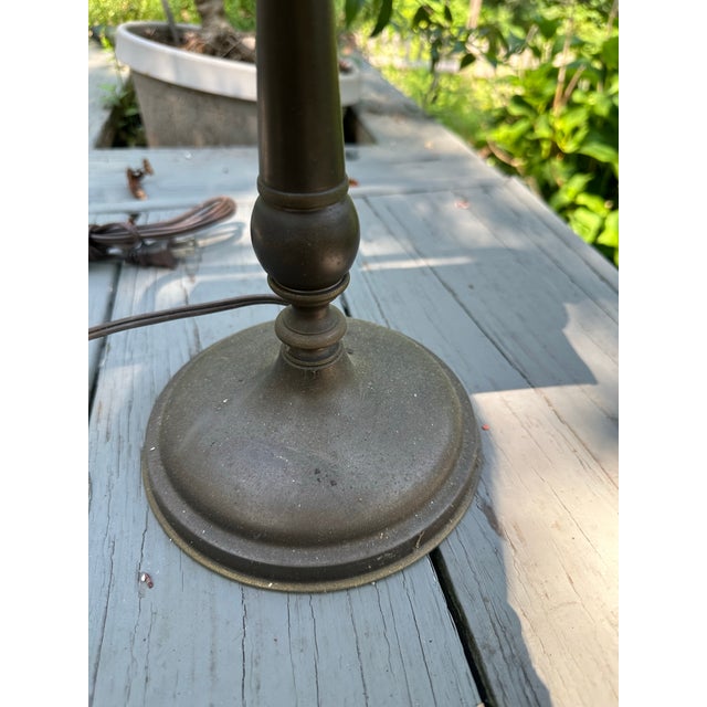American Vintage Brass and Metal Banker's Lamp For Sale - Image 3 of 9
