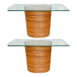 Pair of Crespi Style Pencil Bamboo Console Tables For Sale