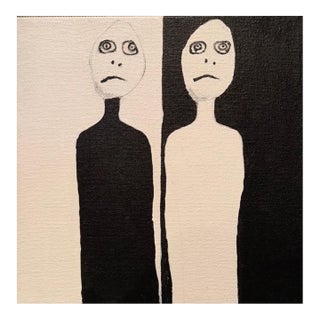 Ying and Yang a Black and White Original Collage on Canvas by Susan Cohen For Sale