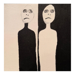 Ying and Yang a Black and White Original Collage on Canvas by Susan Cohen