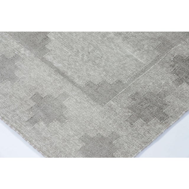 2010s Rug & Kilim’s Indian Dhurrie Rug in Slate Gray With Geometric Patterns For Sale - Image 5 of 6