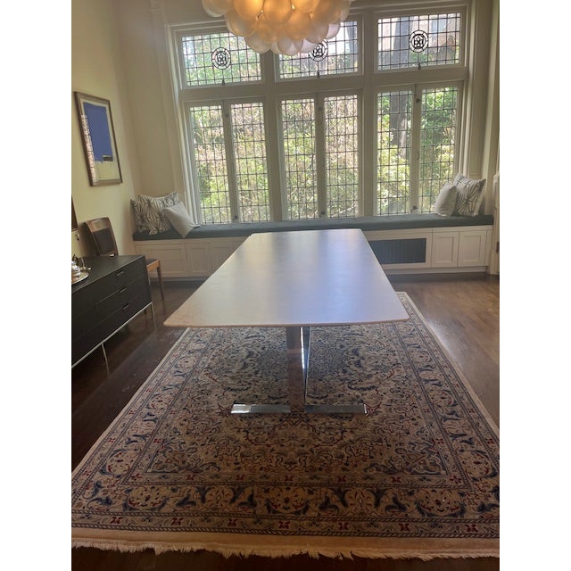 Antonio Citterio B&b Italia Eileen Dining Table by Antonio Citterio | Carrara Marble & Chrome | 94.5" For Sale - Image 4 of 9