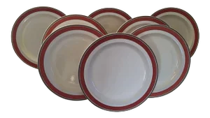 Early 19th Century English Regency Wedgwood Dinner Plates with Orange & Brown Border - Set of 8