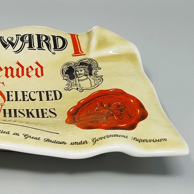 Cream Vintage Italian Vide-Poche in Porcelain King Edward I by Piero Fornasetti, 1960s For Sale - Image 8 of 9