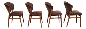 Mid-Century Dining Chairs with Beechwood Frame and Brown Fabric Upholstery, 1960s, Set of 4