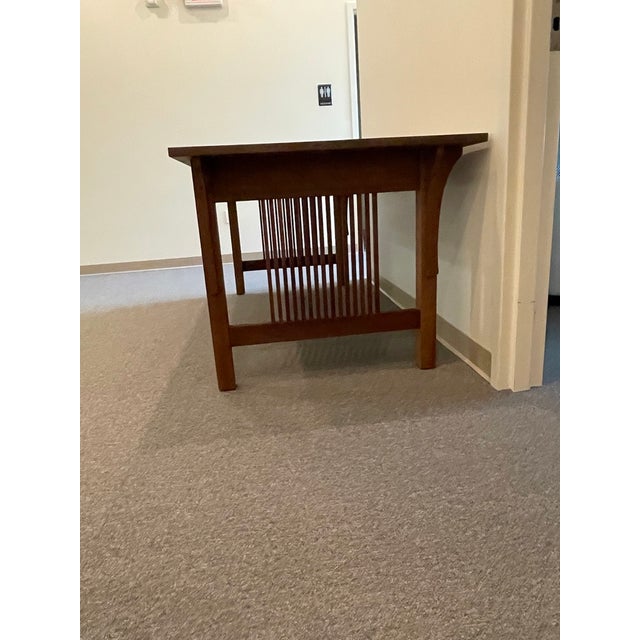 1990s Stickley Mission Collection Spindle Library Table or Writing Desk For Sale - Image 5 of 6