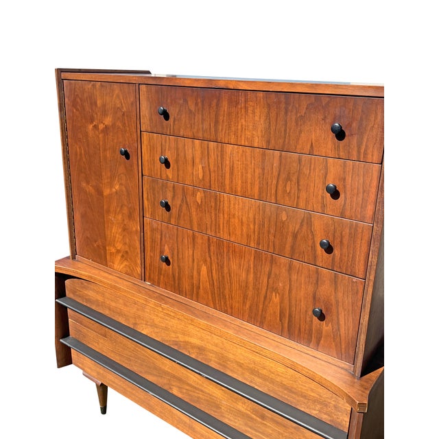 Vintage Mid Century Modern Tall Dresser Chest of Drawers Gentlemen’s Chest by American of Martinsville Rare martinsville...