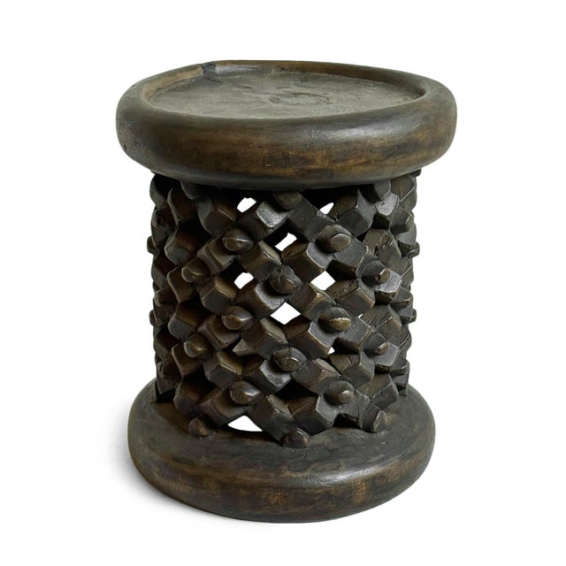 Tribal Small Vintage African Bamileke Tribal Low Stool For Sale - Image 3 of 4