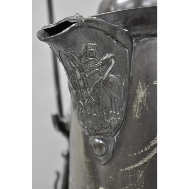 Antique English Victorian Silver Plated Tilting Coffee Pot on Stand W/ Engraving For Sale In Philadelphia - Image 6 of 17