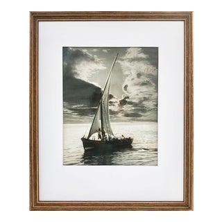 Mid Century Black & White Photograph of a Sailboat Exhibited 1955 For Sale
