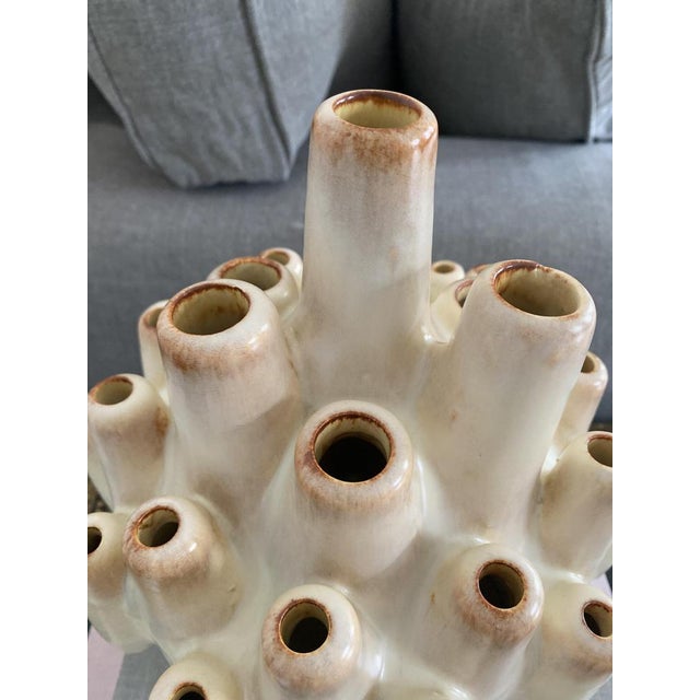 Brown Coral-Shaped Italian Sculptural Beige Ceramic Vase attributed to Bertoncello, 1960s For Sale - Image 8 of 18