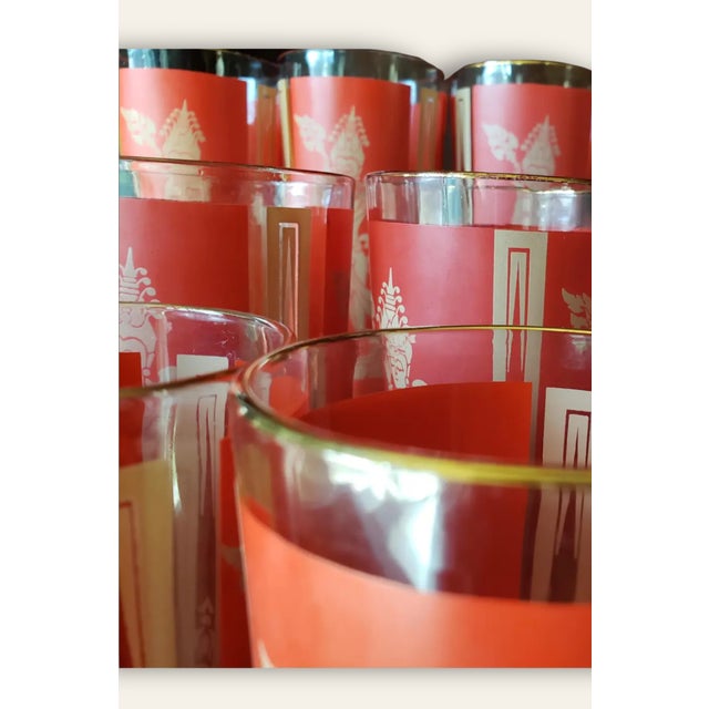 Mid-Century Modern 1960s Culver Thai Goddess Highball Glasses – Set of 12 (+4 Bonus) | 22k Gold Hollywood Regency Barware For Sale - Image 3 of 6