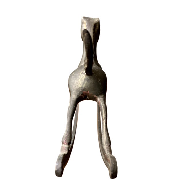 Pair of Vintage Solid Brass Rocking Horse Figurines With Patina. For Sale - Image 15 of 18