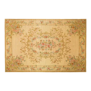 1930 Vintage Indian Chain Stitch Rug, in Room Size, with Medallion and Flowers