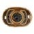 Midcentury Black & Gold Floral Mexican Batea Bowl For Sale
