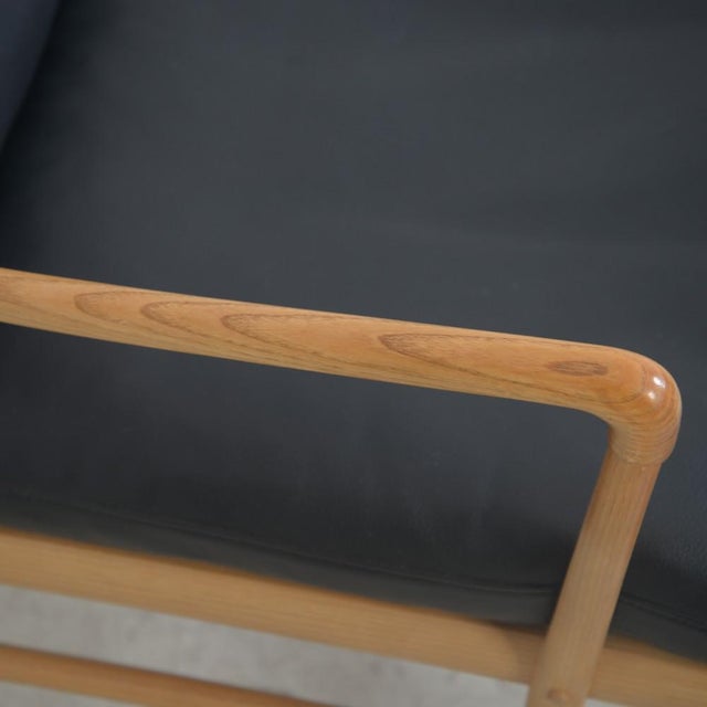 Vintage Colonial Chair in Ash and Black Leather by Ole Wanscher, 2000s For Sale - Image 6 of 14