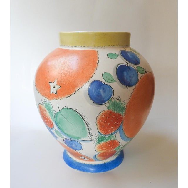 Late 20th Century Angela Atkinson Hand Painted Fruit Vase For Sale - Image 4 of 6