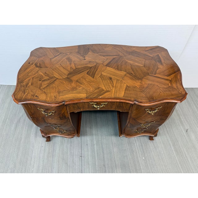 Italian Rococo Bombe Pedestal Desk, Olive Wood For Sale In San Francisco - Image 6 of 12